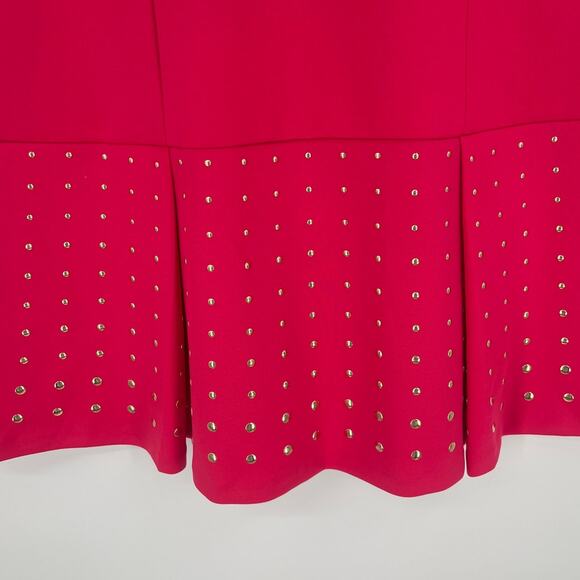 Ivanka Trump Dress Sz 16 Hot Pink Studded Box Pleats Officewear Elegant Modern - Picture 6 of 13